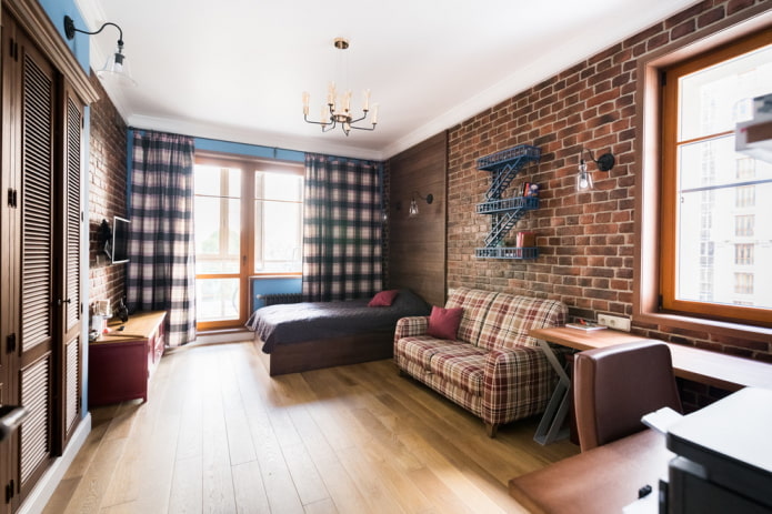 Intérieur d'une chambre d'adolescent de style loft