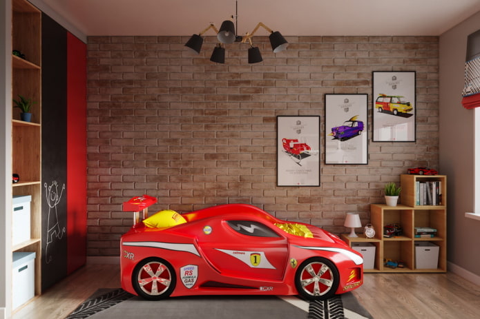 Intérieur d'une chambre de garçon de style loft