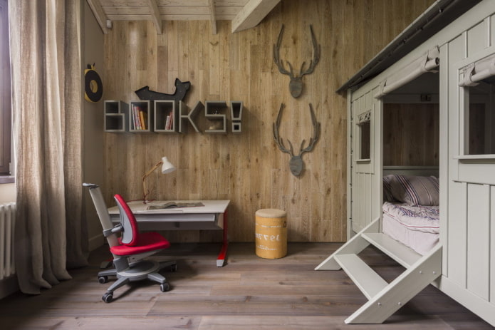 meubles à l'intérieur d'une chambre d'enfant de style industriel