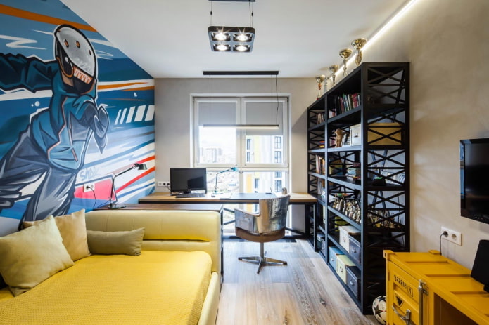 Intérieur d'une chambre d'adolescent de style loft