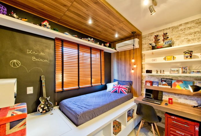Conception d'éclairage dans l'intérieur d'une chambre d'enfant de style urbain