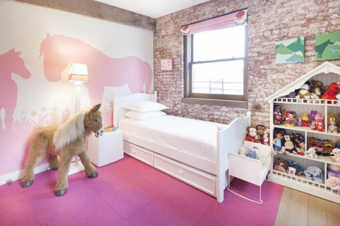 Chambre d'enfant style loft pour fille
