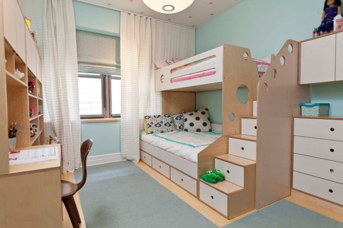 modèle à deux niveaux en panneau de fibres. dans une chambre d'enfant