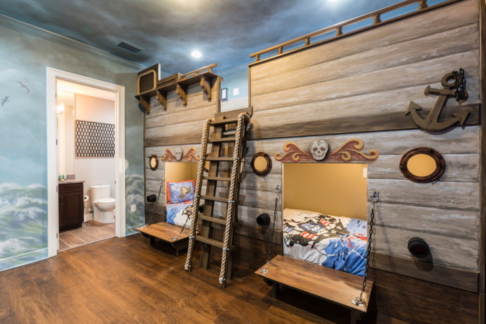 lit superposé-bateau dans la chambre d'enfant
