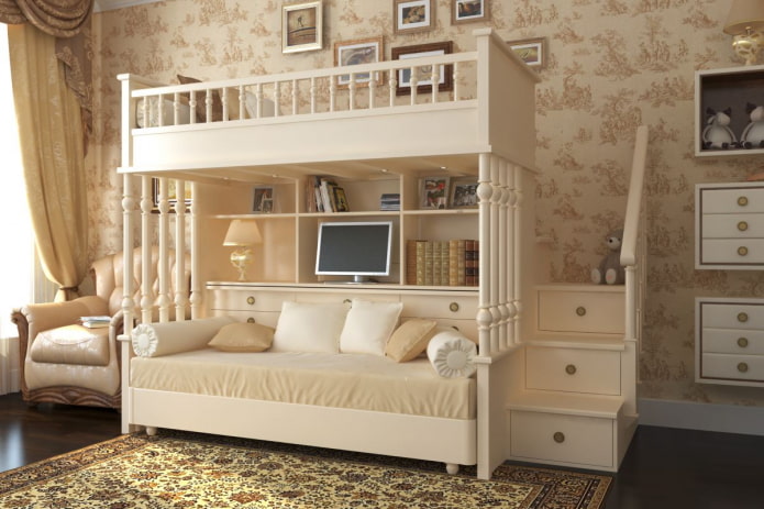 Modèle à deux niveaux dans une chambre d'enfant de style classique