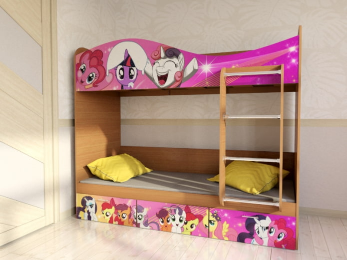 Modèle de lit superposé avec images dans la chambre d'enfant