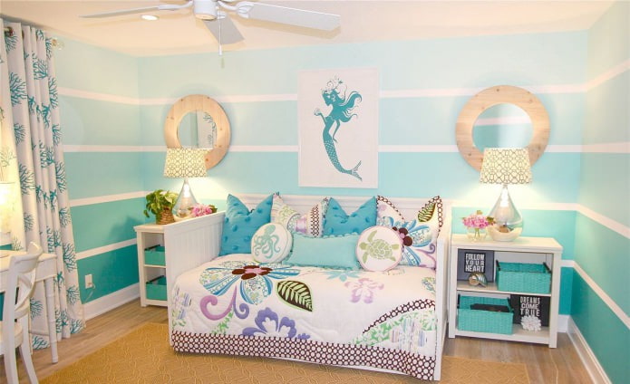 chambre de bébé turquoise pour fille
