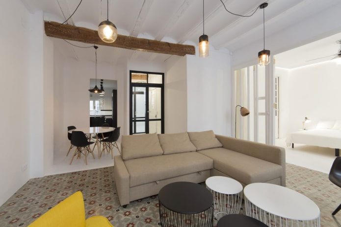 Modèle de canapé avec pouf à l'intérieur