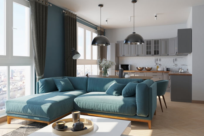 Modèle de canapé avec pouf à l'intérieur