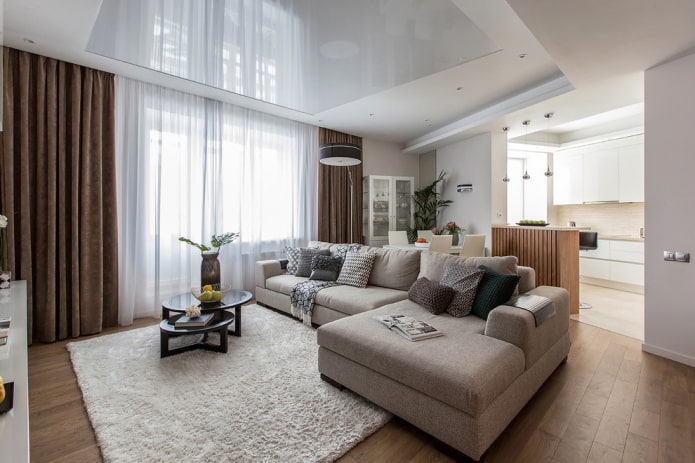 modèle de canapé avec pouf dans l'intérieur du salon