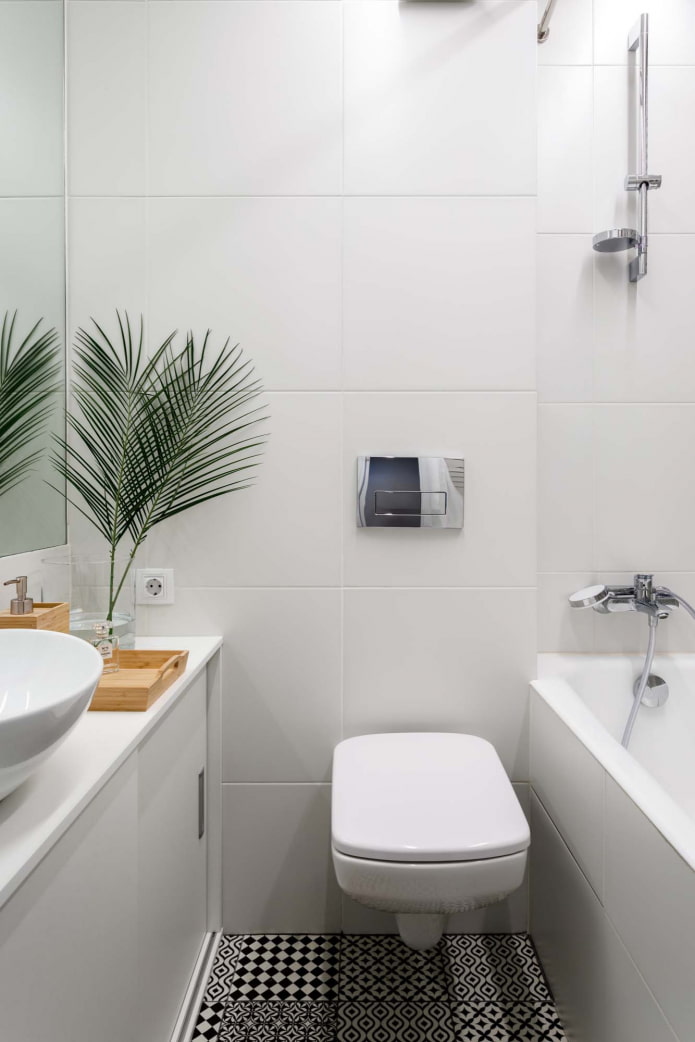 Meuble de rangement, toilettes, baignoire