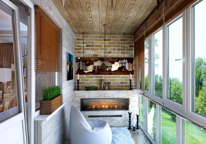 cheminée à l'intérieur du balcon