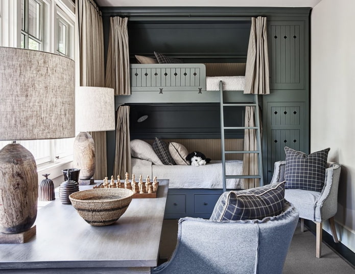 intérieur d'une chambre pour deux enfants