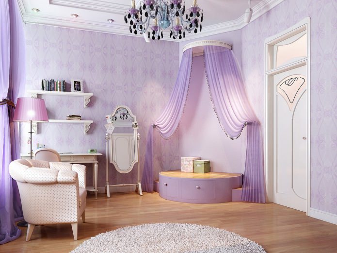 chambre aux tons lilas