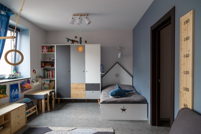 Chambre d’enfant aux tons gris