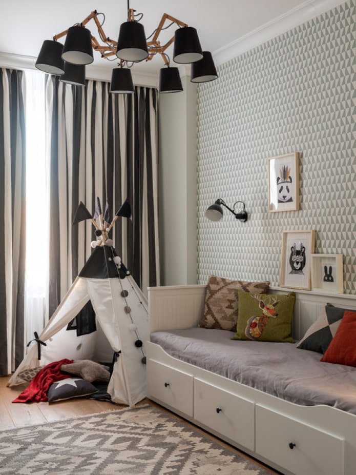 Tipi dans la chambre d'enfant