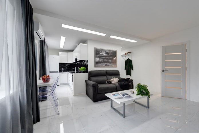 Intérieur d'une cuisine-salon de style moderne