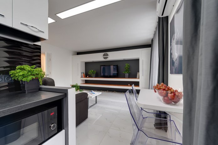 Intérieur d'une cuisine-salon de style moderne