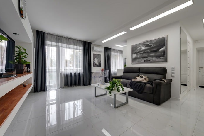 Intérieur d'une cuisine-salon de style moderne