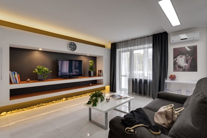 Intérieur d'une cuisine-salon de style moderne