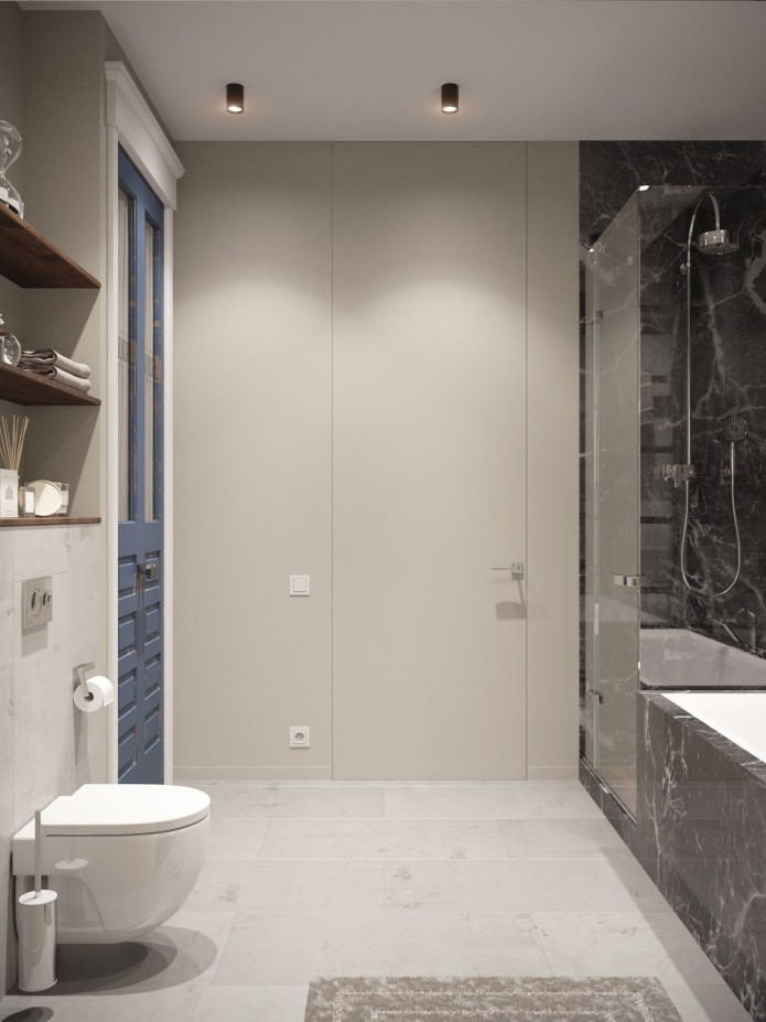 Intérieur d'une salle de bain avec WC