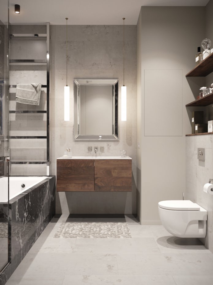 Intérieur d'une salle de bain avec WC
