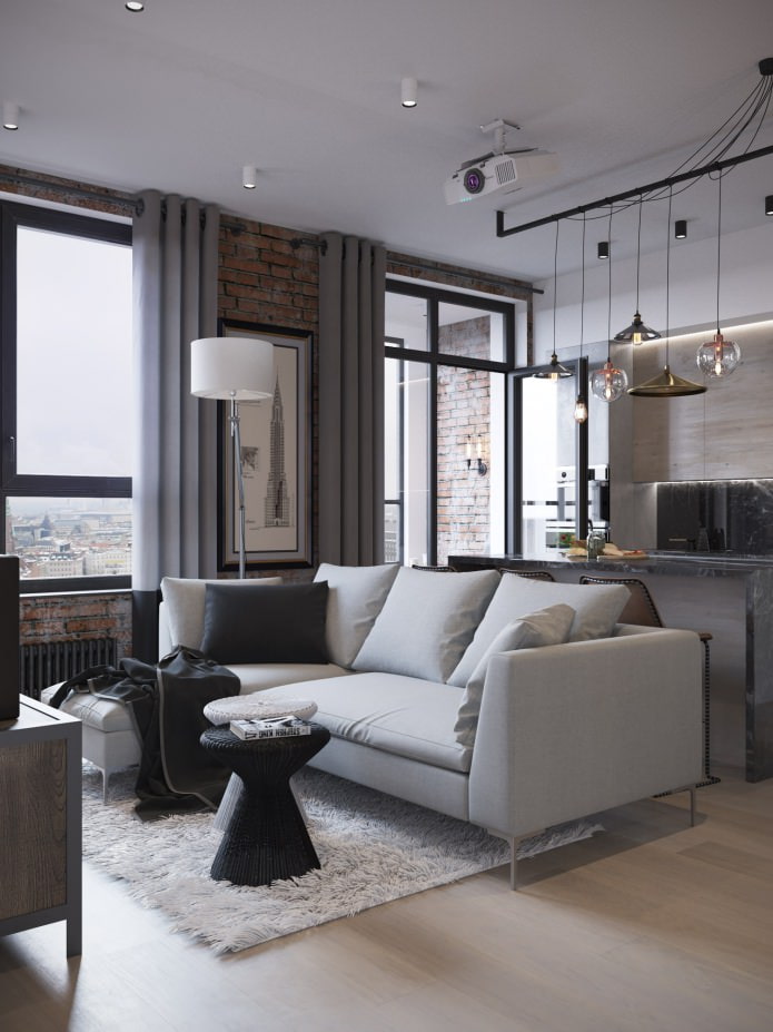 living room-kitchen design