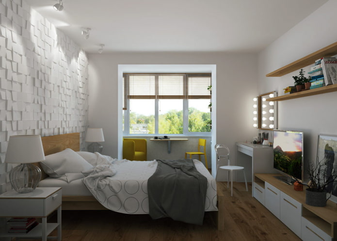 Aménagement de la chambre dans un appartement de deux pièces