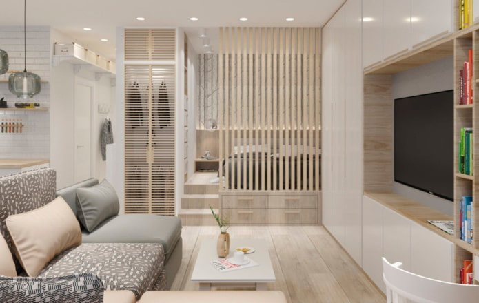 Aménagement d'un petit appartement aux couleurs claires