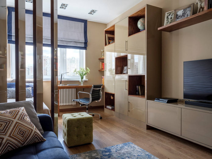 Espace nuit dans un salon de 15 m²