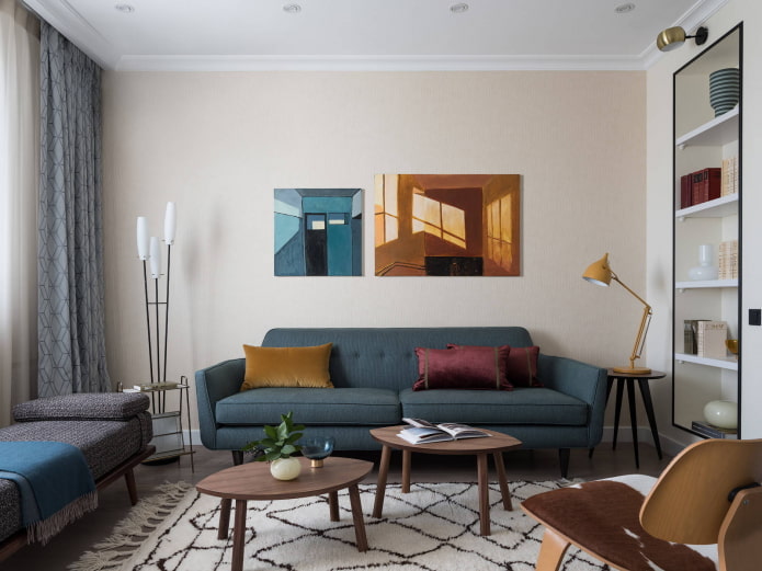 Intérieur de salon aux accents sombres