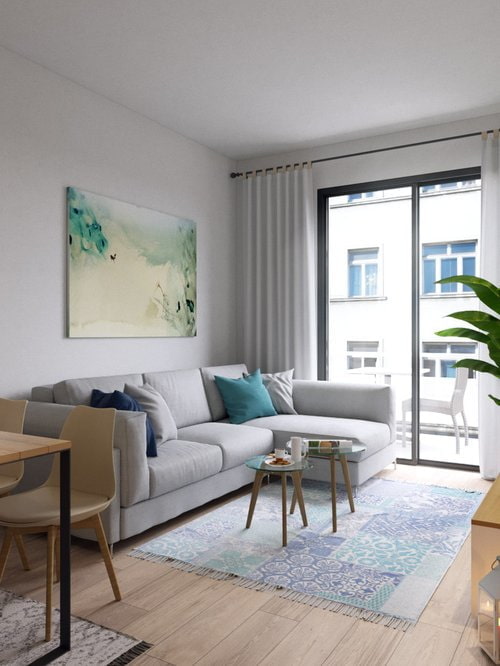 Salon spacieux gris