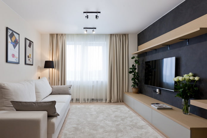 Salon de 18 m² de style moderne