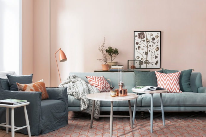 Intérieur gris et rose