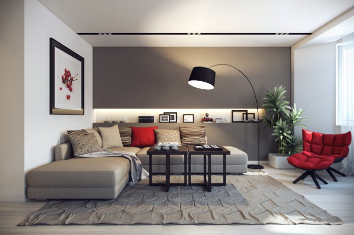 coussin rouge sur le canapé