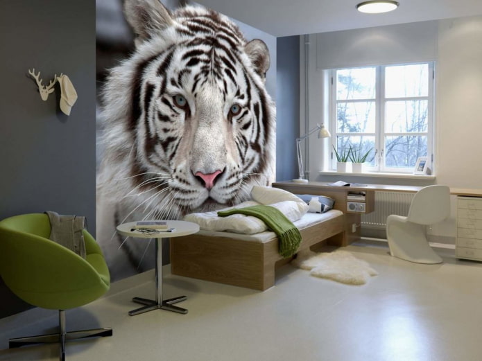 papier peint photo avec un tigre
