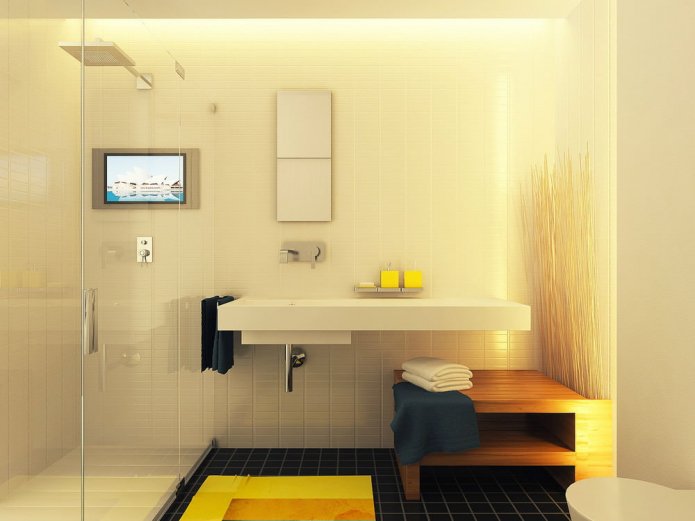 salle de bain dans le projet de conception d'un studio de 29 m².