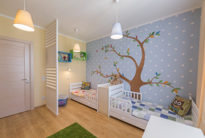 Papier peint pour une chambre d'enfant pour enfants de sexes différents