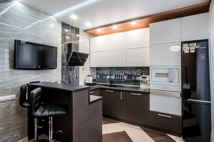 Cuisine de 10 m² de style high-tech