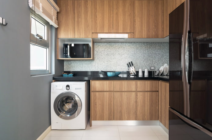 Cuisine de 6 m² avec machine à laver