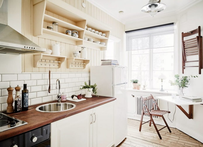 espace cuisine de 6 mètres carrés dans un style scandinave