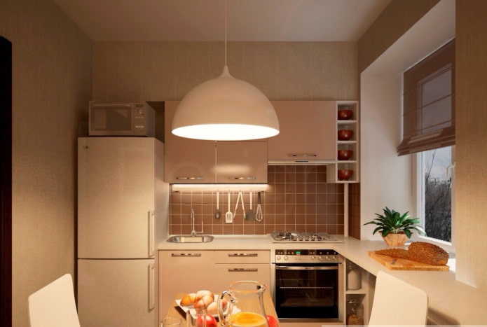 Éclairage dans une cuisine de 6 m²
