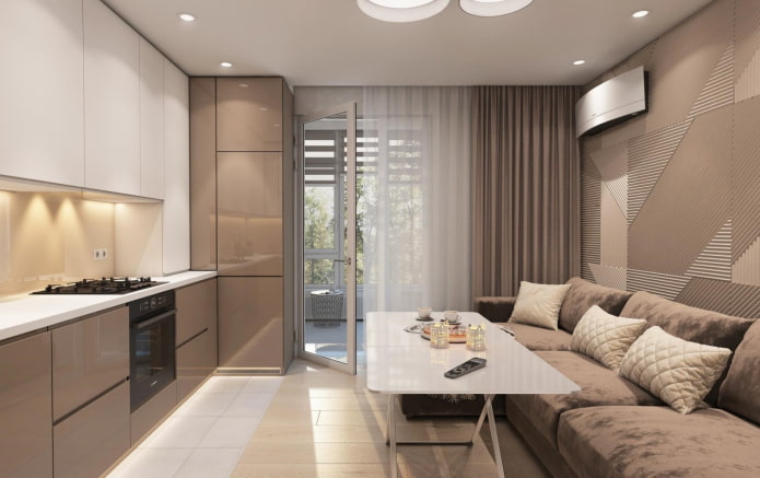 cuisine-salon carrée de 17 m²