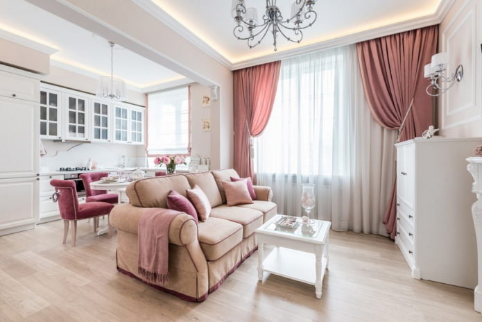 Aménagement intérieur d'une cuisine-salon de 20 m²