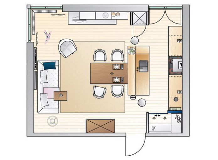 plan de cuisine-salon