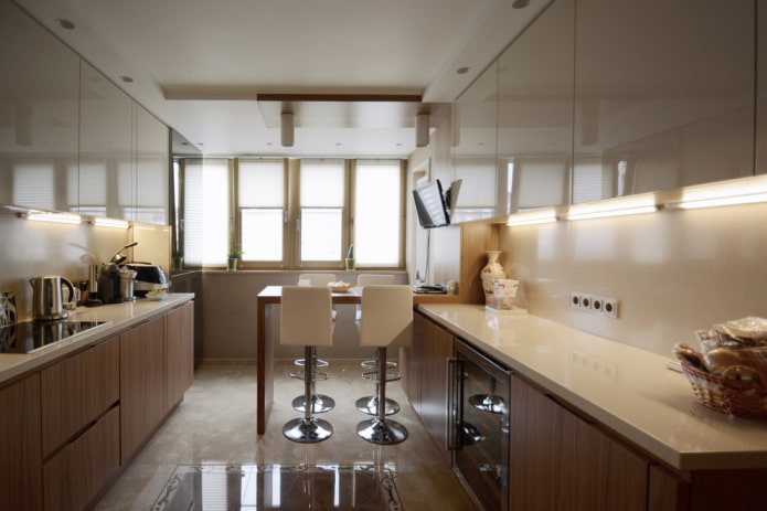 planification d'une cuisine combinée avec une loggia