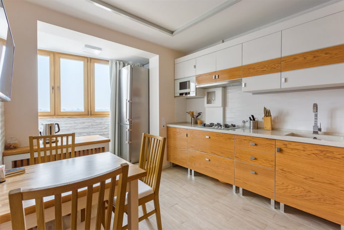 planification d'une cuisine combinée avec une loggia