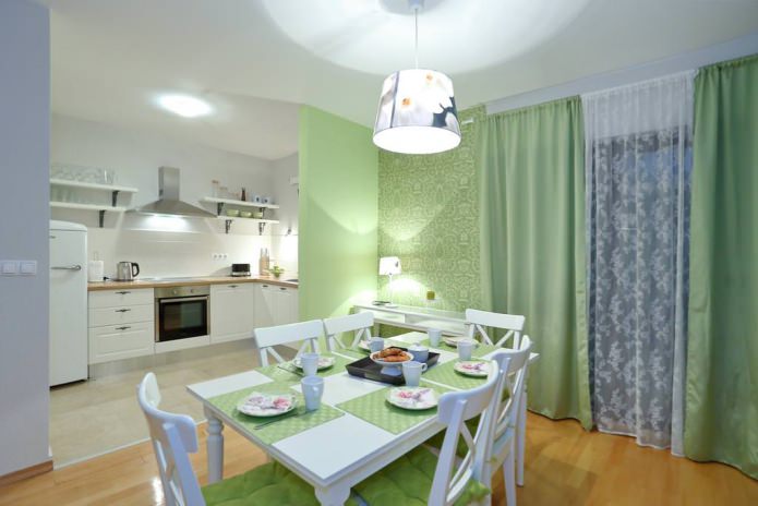 Papier peint vert dans la cuisine