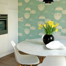 Cuisine design avec papier peint vert : 55 photos modernes d'intérieur-13