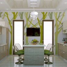 Cuisine design avec papier peint vert : 55 photos modernes d'intérieur-12